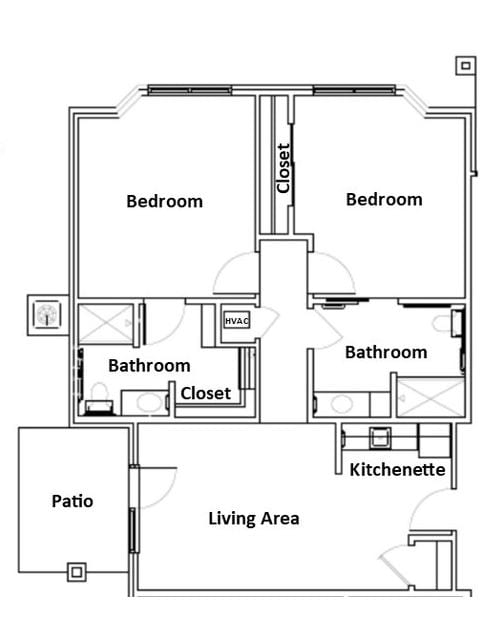 Floorplan of a 2 bedroom apartment