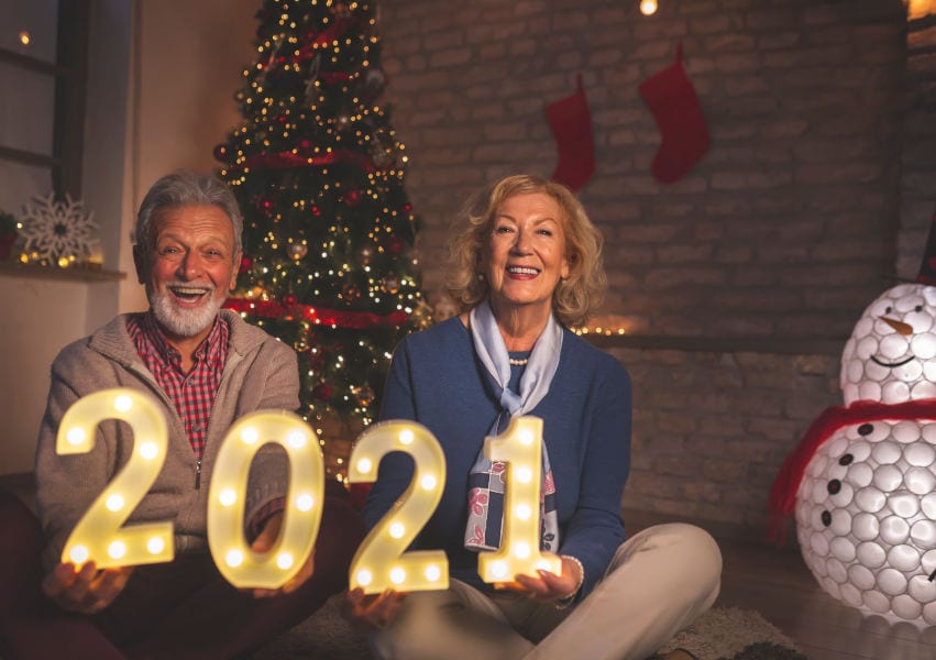 Older couple New Year's Resolutions in an assisted living facility